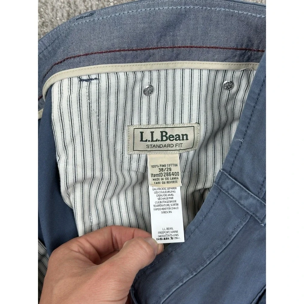 LL Bean Pants Men's 38x29 Pima Cotton 5 Pocket Chino Standard Fit Blue Straight